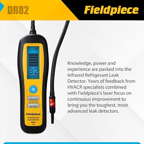 Fieldpiece - DR82 Infrared Refrigerant Leak Detector - Ultra-Sensitive Leak Sniffer with Large, Backlite LCD Screen - Lightweight HVAC Tool