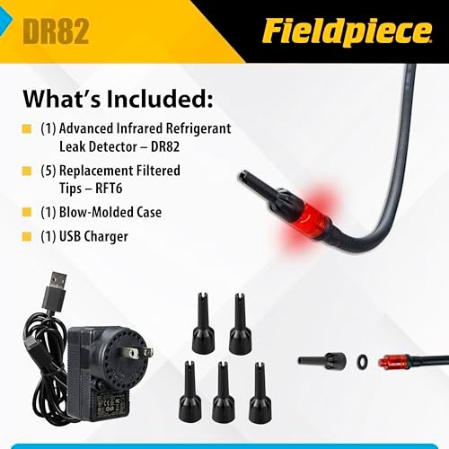 Fieldpiece - DR82 Infrared Refrigerant Leak Detector - Ultra-Sensitive Leak Sniffer with Large, Backlite LCD Screen - Lightweight HVAC Tool