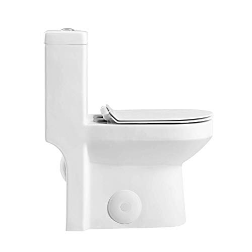 Fine Fixtures Modern One-Piece Toilet, High-Efficiency Dual Flush System, Compact Space-Saver Design, Round Toilet Seat, Standard 12" Rough-In