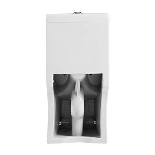 Fine Fixtures Modern One-Piece Toilet, High-Efficiency Dual Flush System, Compact Space-Saver Design, Round Toilet Seat, Standard 12" Rough-In
