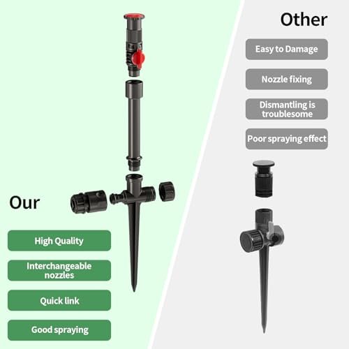 Flexible Sprinkler System, Above Ground DIY Irrigation Kit, Multi-Adjustable Lawn Sprinkler Set, Ideal for Plant and Flower Bed Watering, 30ft Garden Hose Included