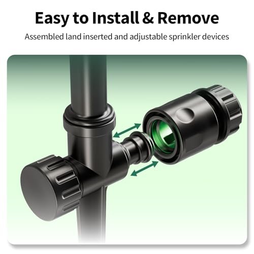 Flexible Sprinkler System, Above Ground DIY Irrigation Kit, Multi-Adjustable Lawn Sprinkler Set, Ideal for Plant and Flower Bed Watering, 30ft Garden Hose Included