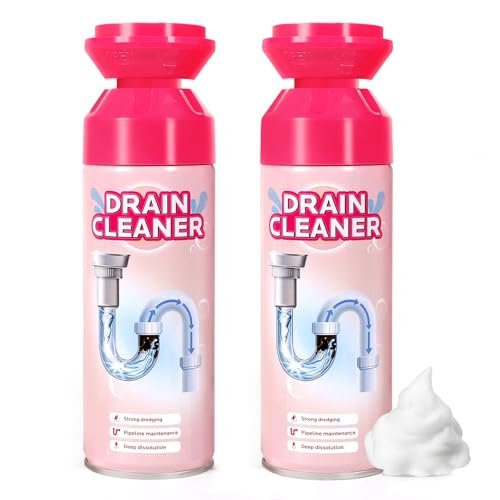 Foaming Drain Cleaner Clog Remover: Sink Cleaner Pipe Clogged Opener for Kitchen Bathroom Toilet Tubs and Showers (2 Pack)