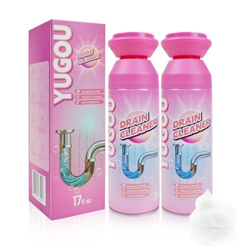 Foaming Drain Cleaner, Sink Cleaner and Deodorizer, Drain Clog Remover for Kitchen Sinks, Shower Drains, Tubs (2pcs)