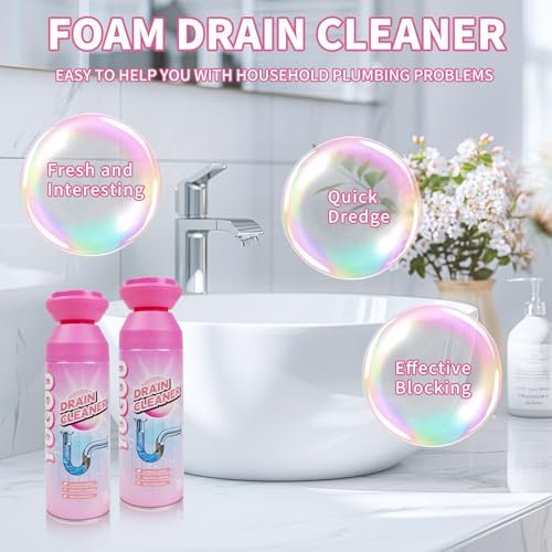 Foaming Drain Cleaner, Sink Cleaner and Deodorizer, Drain Clog Remover for Kitchen Sinks, Shower Drains, Tubs (2pcs)