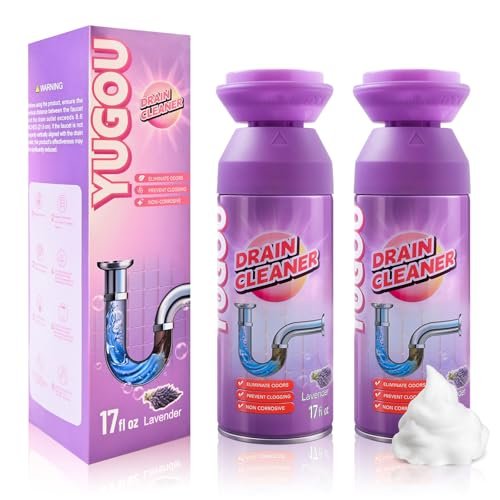 Foaming Drain Cleaner, Sink Drain Cleaner and Deodorizer for Kitchen Sinks, Shower Drains, Tubs (Lavender, 2pcs)