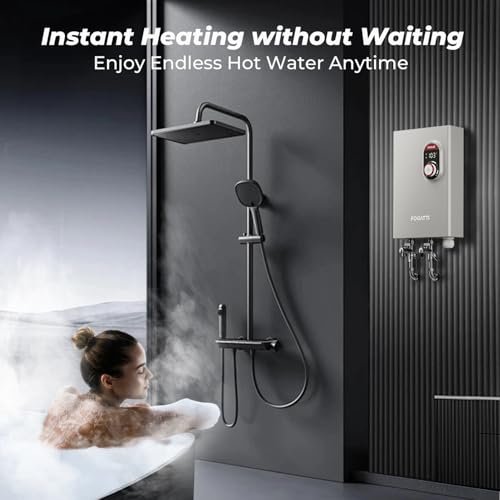 Fogatti 27kW Tankless Water Heater Electric, Up to 6.7 GPM Flow Rate, 240V on Demand Instant Hot Water Heater, ETL Certified, Endless Hot Water Supply for Residential Whole House Shower