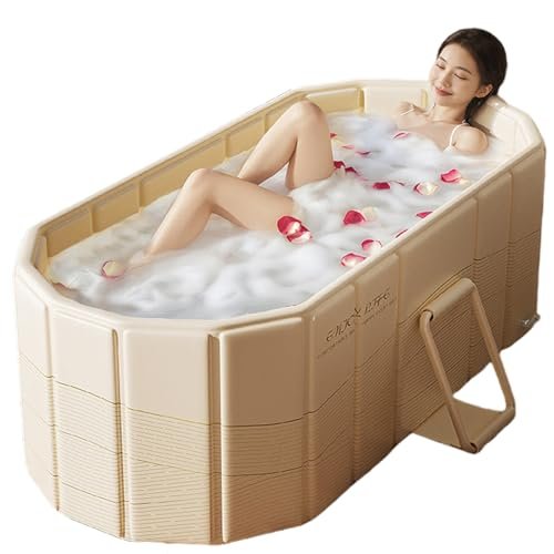Foldable Bathtub for Adult Large 59'in Collapsible tub Portable Bathtub for Bathroom Folding SPA Tub for Shower Stall, Ideal for Small Spaces