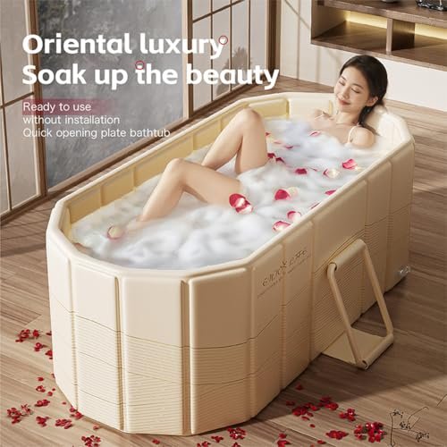 Foldable Bathtub for Adult Large 59'in Collapsible tub Portable Bathtub for Bathroom Folding SPA Tub for Shower Stall, Ideal for Small Spaces
