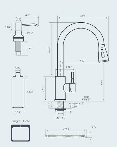 FORIOUS Black Kitchen Faucet with Soap Dispenser and Pull Down Sprayer, Bar High Arc Single Handle Classic 3 Modes Stainless Steel Faucet for Kitchen Sink Farmhouse RV Laundry Camper