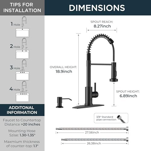 FORIOUS Black Touchless Kitchen Faucet with Soap Dispenser, Motion Sensor Activated Smart Sink Faucet with Pull Down Sprayer Single Handle Hands Free for Farmhouse Camper RV