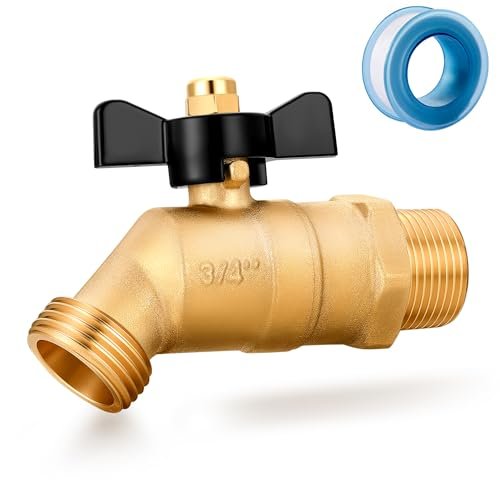 Full Flow Male outdoor-faucets Hose Bibb 3/4" Male NPT inlet Connection with 3/4" GHT water hose outlet Heavy-Brass Faucet for gardens and patios (Butterfly Handle)
