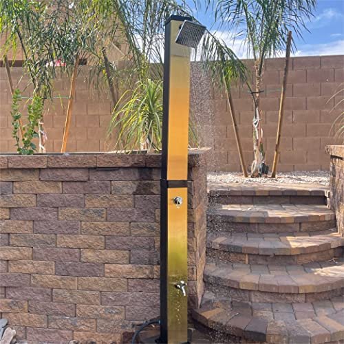 GAME 85001-BB Luxury Solar Outdoor Shower, Brushed Gold and Black