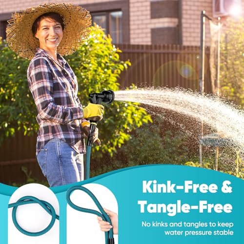 Garden Hose 50ft, Non-Expanding Water Hose Ultra Lightweight, Kink-Free, Sturdy, Flexible, Abrasion Resistant Hose for Yard, Lawn, Outdoor, Marine and Camper