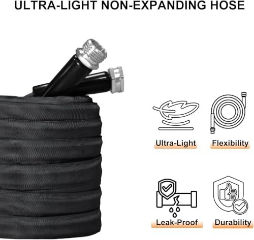 Garden Hose, Lightweight, Ultra Flexible, Durable, Kink-Free Garden Hose, RV, Marine and Camper Hose (50 FT)