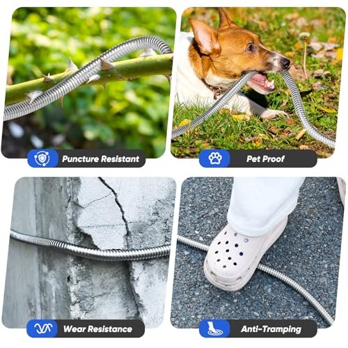 Garden Hose, Stainless Steel Metal Water Hose with 10 Function Nozzle, Lightweight Hose, No Kink, Leak-proof, Puncture Resistant for Yard, Outdoor, RV(25 ft)
