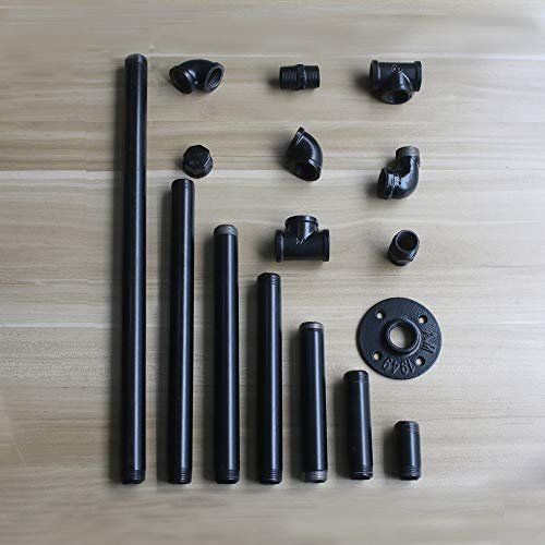 GeilSpace 6 Pack 3/4" × 36" Pre-Cut Black Metal Pipe, Industrial Steel Fits Standard Three Quarters Inch Black Threaded Pipes and Fittings - Vintage DIY Industrial Shelving (3/4" × 36")