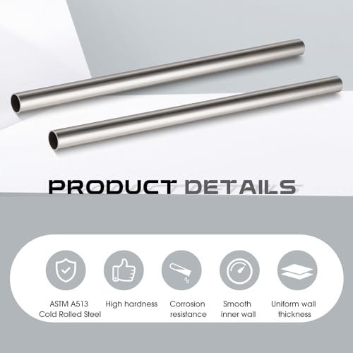 Gisafai 2 Pcs 5/8" Od, 1/2" Id, 0.065" Wall, 12" Length Cold Rolled Steel Tube Metal Seamless Round Tubing for Industries Automotive Applications, Strong and Durable
