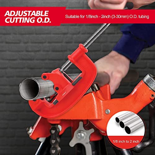 Godora Heavy Duty 1/8-2" Pipe Cutter Tool with an Extra Blade, Sharp Rigid Tubing Cutter Cuts Up to Galvanized Pipe, Copper, and Iron Pipe, Metal Tube Cutter Great for Plumbers or Metalworkers