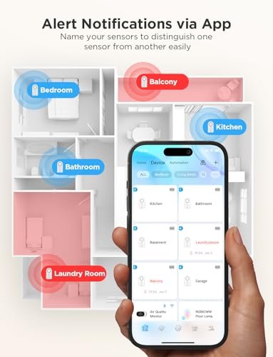Govee WiFi Water Leak Detector 3 Packs, Leak Alert with Remotely Email/APP Push and Sound Alarm, Smart Water Sensor with 100dB Adjustable Alarm, Suit for Home and Basement