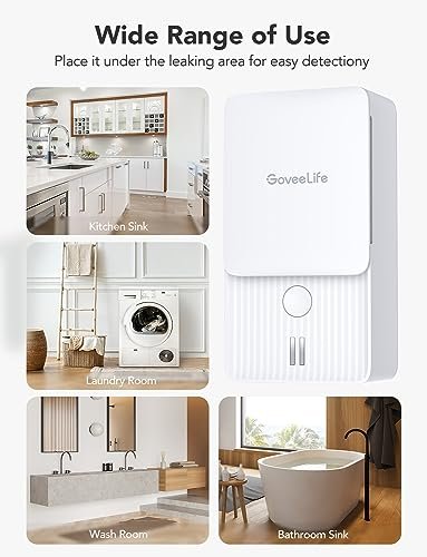 GoveeLife Water Leak Detectors 3 Pack, 100dB Adjustable Audio Alarm and Leak and Drip Alerts, Detector for Home, Bedrooms, Basement, Warehouse, Cabin/RV