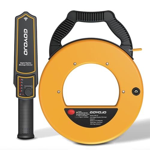 GOYOJO Pipeline Blockage Detector Locator for PVC & Metal Pipes – 30M Pipe Locators Underground Sewer Wall Scanner, Adjustable Sensitivity, IP67, Includes Transmitter & Receiver with Probe Accessories