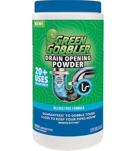 Green Gobbler Drain Clog Remover & Drain Cleaner Powder, 20+ Treatments, Maintenance Breaks Down Grease, Paper, Fat & Oil, Septic Safe