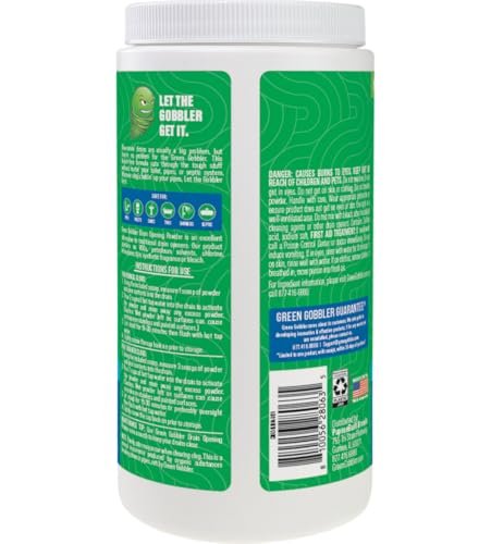 Green Gobbler Drain Clog Remover & Drain Cleaner Powder, 20+ Treatments, Maintenance Breaks Down Grease, Paper, Fat & Oil, Septic Safe