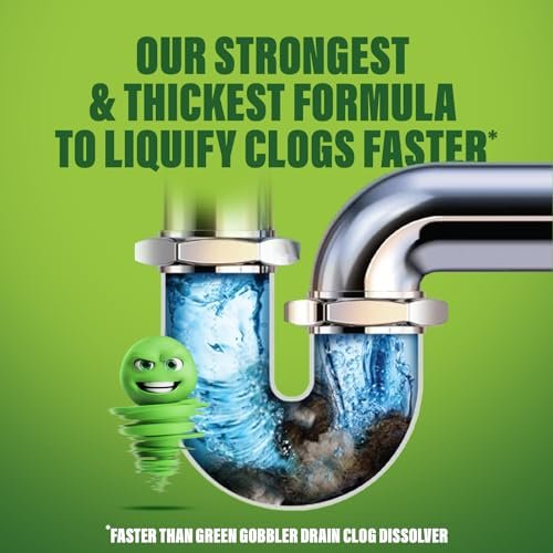 Green Gobbler Industrial Strength Grease and Hair Drain Clog Remover | Drain Cleaner Gel | Safe for Pipes, Toilets, Sinks, Tubs, Drains & Septic Systems | 1 Gallon