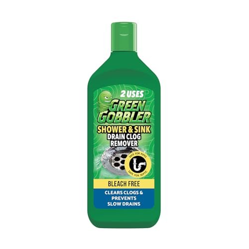 Green Gobbler Ultra Concentrated Drain Clog Remover & Cleaner | Powerful Hair, Grease & Soap Dissolver for Bathroom, Kitchen, Shower, Sink & Toilet | Safe for Pipes & Septic Systems