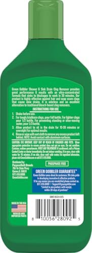 Green Gobbler Ultra Concentrated Drain Clog Remover & Cleaner | Powerful Hair, Grease & Soap Dissolver for Bathroom, Kitchen, Shower, Sink & Toilet | Safe for Pipes & Septic Systems