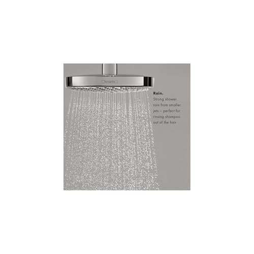 hansgrohe Raindance E Complete Shower System Shower Set 3-Spray PowderRain, Rain, and Massage Volume and Auto Temperature Control in Brushed Nickel, Rough and Shower Valve Included 2 GPM, 04914820