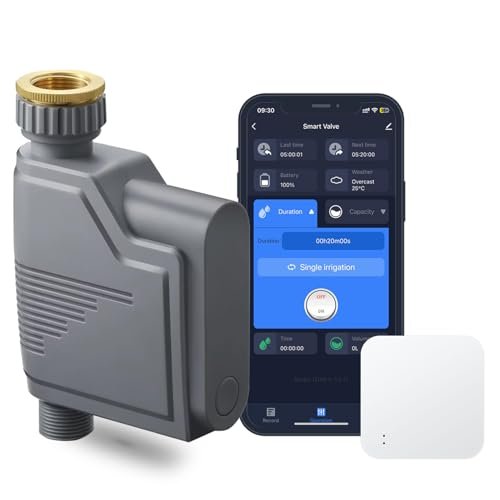 Haozee WiFi Sprinkler Timer,Smart Water Timer for Garden Hose with Hub,Built-in Flow Meter,Support Home Assistant Zigbee2mqtt,Automatic Irrigation Controller System for Lawns and Yard.