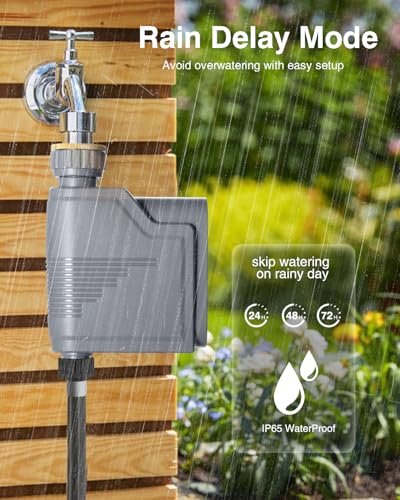 Haozee WiFi Sprinkler Timer,Smart Water Timer for Garden Hose with Hub,Built-in Flow Meter,Support Home Assistant Zigbee2mqtt,Automatic Irrigation Controller System for Lawns and Yard.