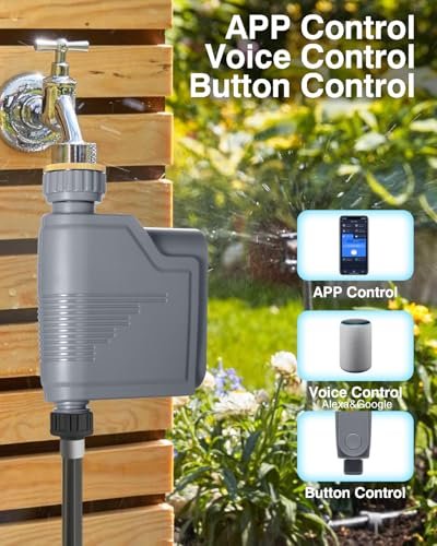 Haozee WiFi Sprinkler Timer,Smart Water Timer for Garden Hose with Hub,Built-in Flow Meter,Support Home Assistant Zigbee2mqtt,Automatic Irrigation Controller System for Lawns and Yard.