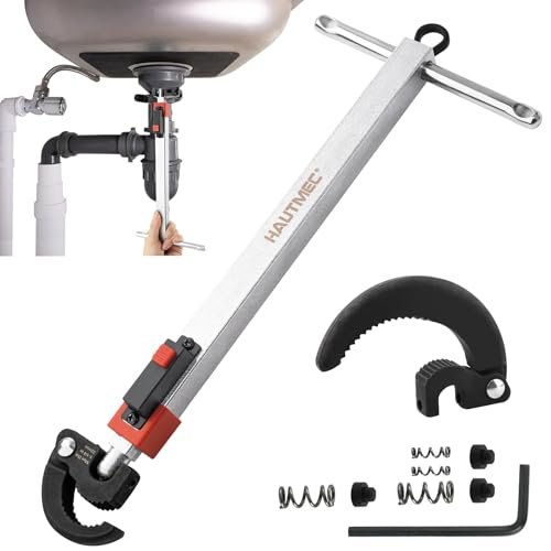 HAUTMEC 11-18inch Telescoping Basin Wrench, Sink Faucet Wrench for Tight Spaces with Replaceable Jaws Capacity 1-1/4''to 2-1/2", Plumber Wrenches for Faucet Hex Nuts Install and Repair Under Sink