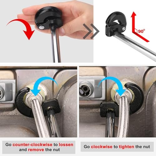 HAUTMEC PL0024 10" Basin Wrench Sink Faucet Wrench for Tight Spaces with Adjustable 3/8'' to 1-1/4''