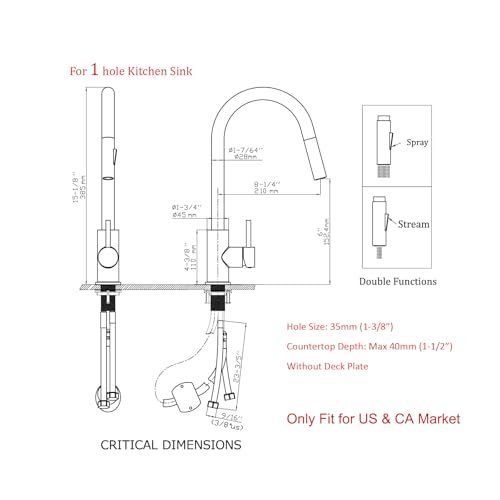 Havin Gold Kitchen Faucet with Pull Down Sprayer, High Arc Stainless Steel Material, with cUPC Ceramic Cartridge,Without Deck Plate,Fit for 1 Hole Kitchen Sink or Laundry Sink,Brushed Gold,HV501G