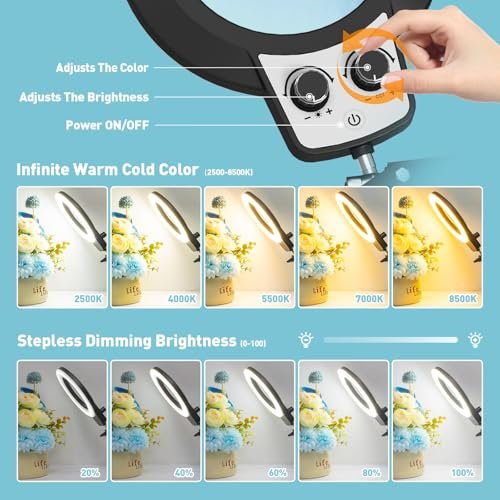 Helping Hands Soldering Station, 10X Magnifying Glass with Light and Stand, Non-Slip Repair Mat Magnifying Lamp, Any Color Stepless Dimming LED Lighted Magnifier for Electronics Craft Model