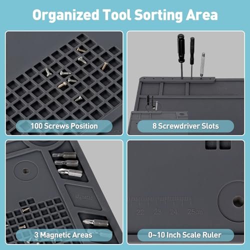 Helping Hands Soldering Station, 10X Magnifying Glass with Light and Stand, Non-Slip Repair Mat Magnifying Lamp, Any Color Stepless Dimming LED Lighted Magnifier for Electronics Craft Model