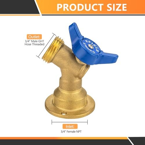 HeSun 2-Pack Brass Sillcock Hose Bibb Valve, 3/4" Female NPT Inlet x 3/4" Male Hose Thread (GHT) Outlet, 1/4 Turn Blue Outdoor Faucet/Valve(SILLCOCK028-2)