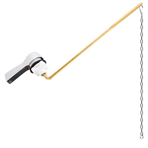 Hibbent Universal Metal Front Mount Toilet Handle Replacement Kit, Brass Toilet Flush Tank Lever with Stainless Steel Flapper Chains for Most Toilets, Chrome