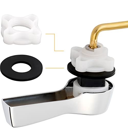 Hibbent Universal Metal Front Mount Toilet Handle Replacement Kit, Brass Toilet Flush Tank Lever with Stainless Steel Flapper Chains for Most Toilets, Chrome
