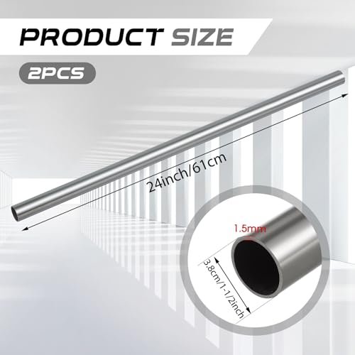 Hicarer 1-1/2" Od 0.06" Wall Thickness 2 Feet Length 304 Stainless Steel Tubing Round Metal Tube Pipe Stainless Steel Pipe Wall Weldable Tubing