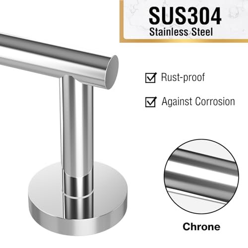 HITSLAM Chrome Toilet Paper Holder Wall Mount, Double Post Pivoting Toilet Paper Roll Holder, SUS304 Stainless Steel Toilet Tissue Holder, Modern Tissue Holder for Bathroom, Kitchen, Washroom