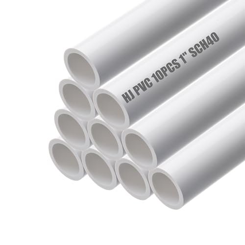 HJ 4FT Feet PVC Pipe 10PCS White Sch40 Industrial Pipes (1")