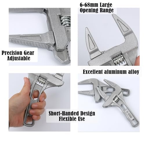 HomeSoGood Wrench Short Shank 6-68 mm Large Openings Bathroom Aluminum Alloy Spanner Wrenches Repair Tool for Washbasin,Tube,Nut Disassembly.