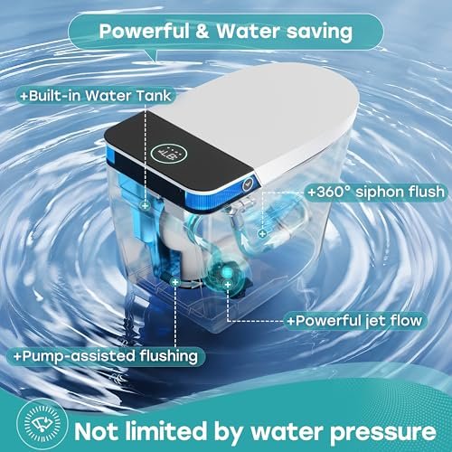 HOROW Artistic Smart Toilet with Powerful Flush, Auto Open/Close Lid, Bidet with Instant Warm Water, Elongated Heated Seat, Dryer, Night Light, Deodorization
