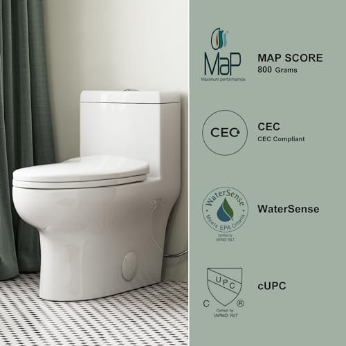 HOROW HR-ST076WD Dual Flush Elongated Toilet with Soft Close Seat, High-Efficiency Supply, Standard Bathroom Toilet 12" Rough-In, White Finish
