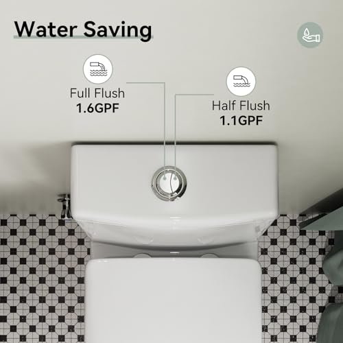 HOROW HR-ST076WD Dual Flush Elongated Toilet with Soft Close Seat, High-Efficiency Supply, Standard Bathroom Toilet 12" Rough-In, White Finish
